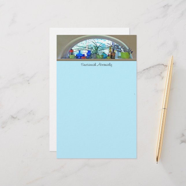 Plantor för glasFlaskor i fönstrets vattenfärgsmal Brevpapper (Fram/Back In Situ)