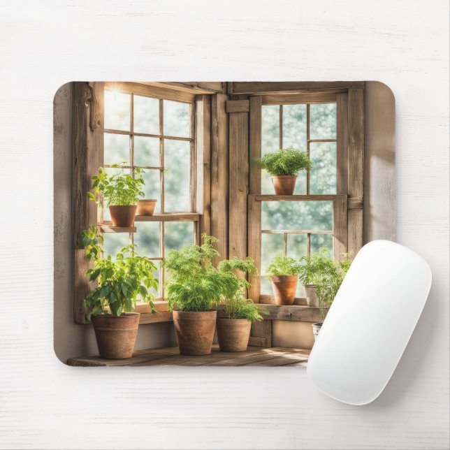 Plantor i Sunny Farmhouse Window Musmatta (Med mus)