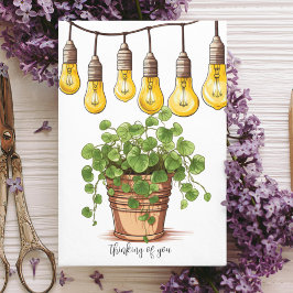Plantor med betong och Garden String Ljus Tack Kort