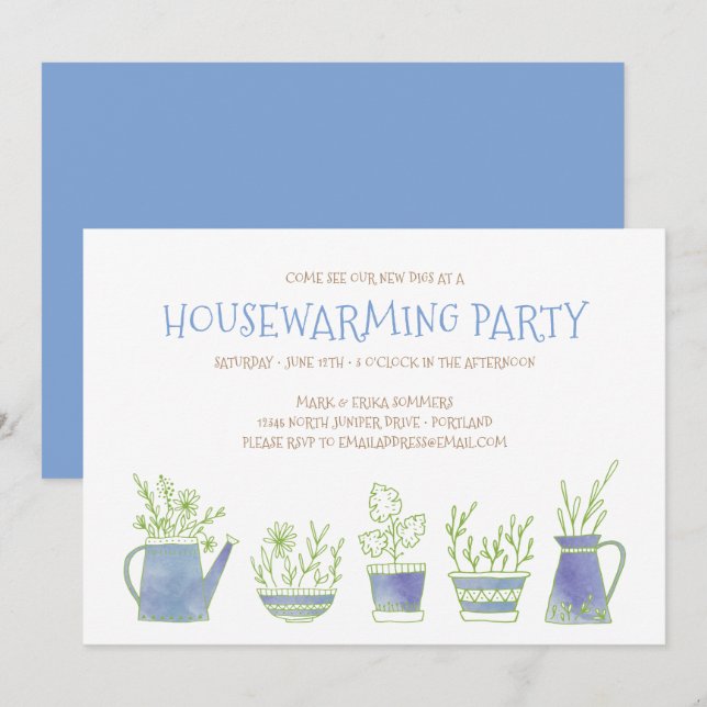 Plantor och andra ställen Hushållsuppvärmning Part Inbjudningar (Fram/baksida)