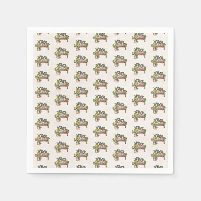 Plantor på Garden Bench Pappersservett (Framsidan)