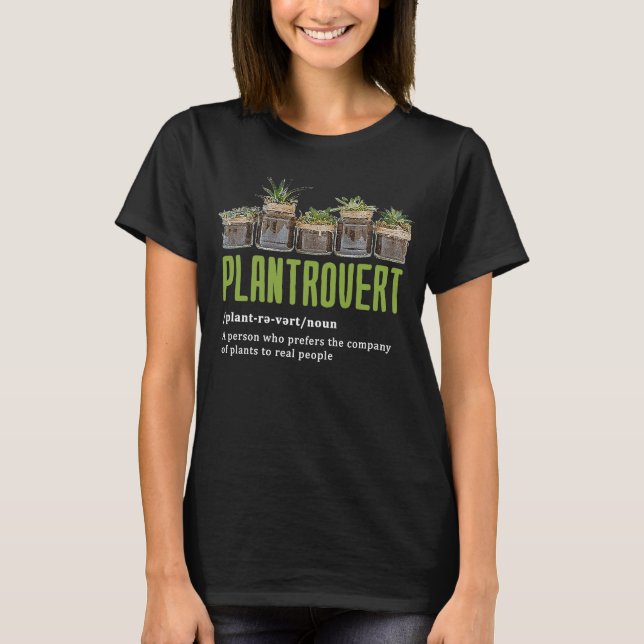 Plantrovert Pot Head Succulants Plant Garde T Shirt (Framsida)