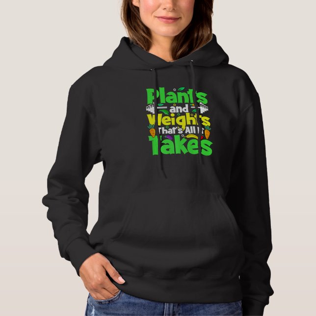 Plants And Weights Thats All It Takes Vegan Weight T Shirt (Framsida)