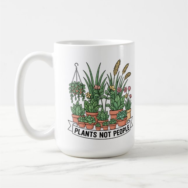 Plants Not People | Funny Introvert Gardener  Kaffemugg (Vänster)