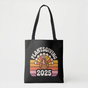 Plantsgiving 2025 Vegan Friendsgiving Retro Badge Tygkasse