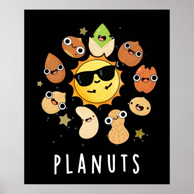 Planuts Funny Astronomy Nöt Pun Mörk BG Poster (Framsidan)