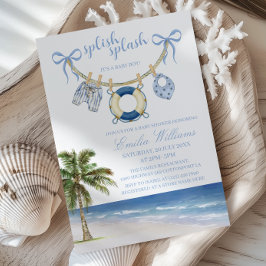 Plask Plask Babypojke Strandtemat Babyshower Inbjudningar