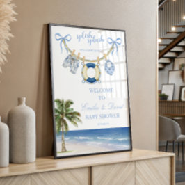 Plask Plask Havsbarn Babyshower Välkomstaffisch Poster