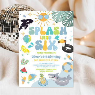 Plaskande in i sex poolparty sommar 6-årsfest inbjudningar
