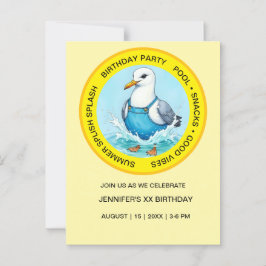 Plaskig Pyssel glädje Måsfågel sommar Poolkalas Vykort