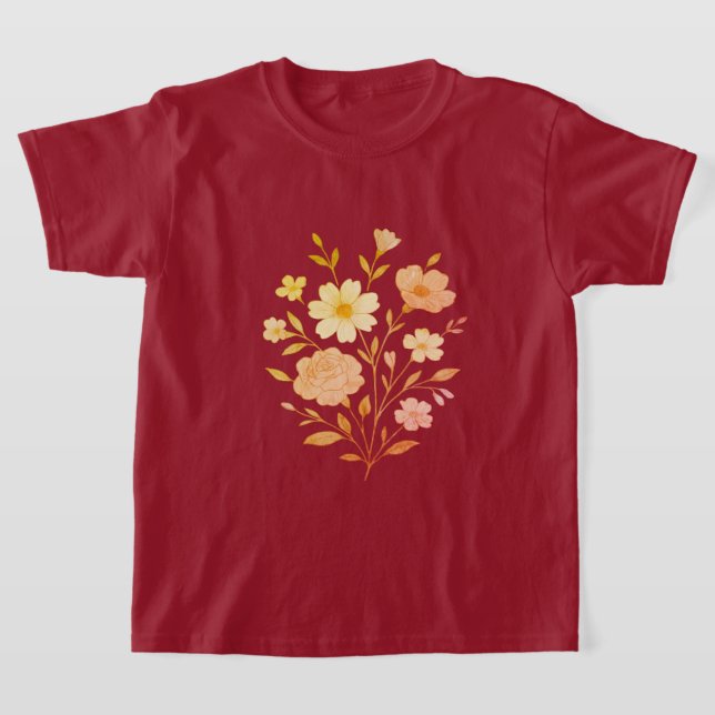 Plast blommigt bouquet-tjejer - tshirt - soft t shirt (Laydown)