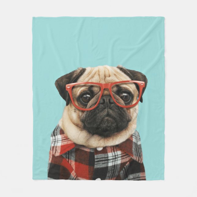 Plast Shirt Pug Fleecefilt (Framsidan)