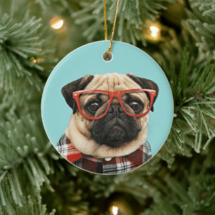 Plast Shirt Pug Julgransprydnad Keramik