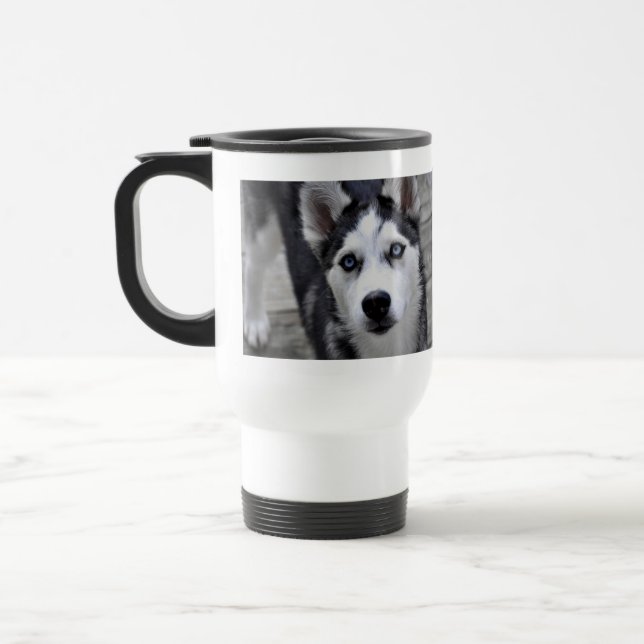 Plast- travel mug för Husky valp Resemugg (Vänster)