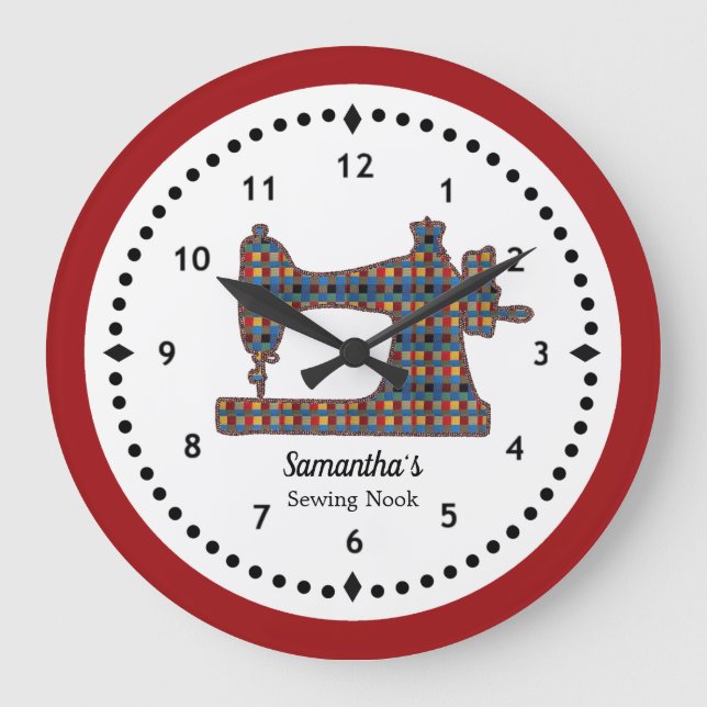 Plastat tekonst som syr stora Maskin Stor Klocka (Framsida)