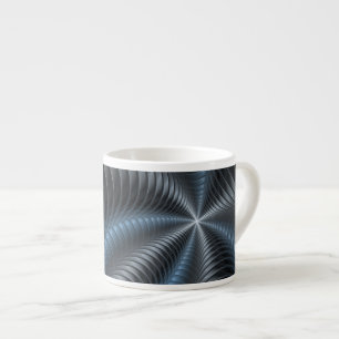 Plastblått Grått 3D Fractal Art Modern Abstrakt Espressomugg