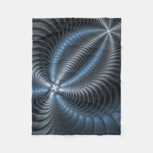 Plastblått Grått 3D Fractal Art Modern Abstrakt Fleecefilt