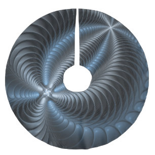 Plastblått Grått 3D Fractal Art Modern Abstrakt Julgransmatta Borstad Polyester