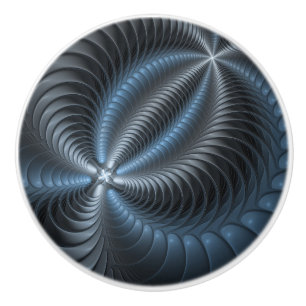 Plastblått Grått 3D Fractal Art Modern Abstrakt Knopp