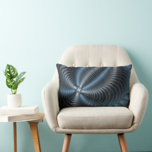 Plastblått Grått 3D Fractal Art Modern Abstrakt Lumbarkudde