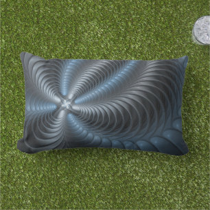 Plastblått Grått 3D Fractal Art Modern Abstrakt Lumbarkudde