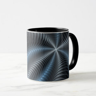 Plastblått Grått 3D Fractal Art Modern Abstrakt Mugg