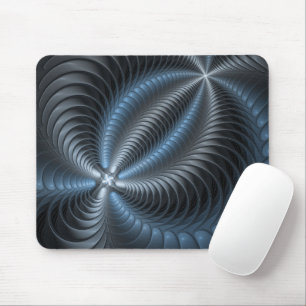 Plastblått Grått 3D Fractal Art Modern Abstrakt Musmatta