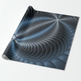 Plastblått Grått 3D Fractal Art Modern Abstrakt Presentpapper