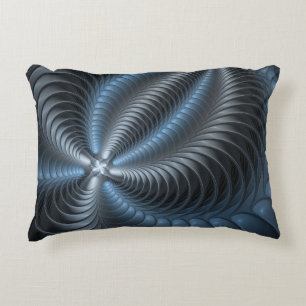 Plastblått Grått 3D Fractal Art Modern Abstrakt Prydnadskudde