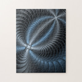 Plastblått Grått 3D Fractal Art Modern Abstrakt Pussel