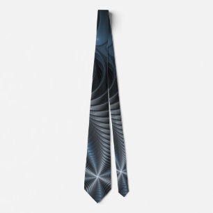 Plastblått Grått 3D Fractal Art Modern Abstrakt Slips