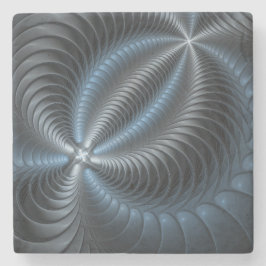 Plastblått Grått 3D Fractal Art Modern Abstrakt Stenunderlägg