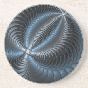 Plastblått Grått 3D Fractal Art Modern Abstrakt Underlägg