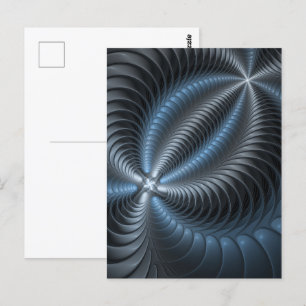 Plastblått Grått 3D Fractal Art Modern Abstrakt Vykort