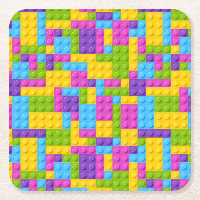 Plastbyggblock Mönster Underlägg Papper Kvadrat (Framsidan)