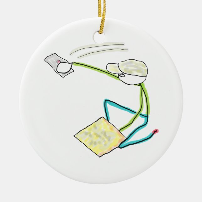 Plasterer Stickman Julgransprydnad Keramik (Framsidan)