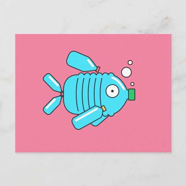 Plastflasksfisk // Medvetenhet om klimatförändring Vykort (Framsida)