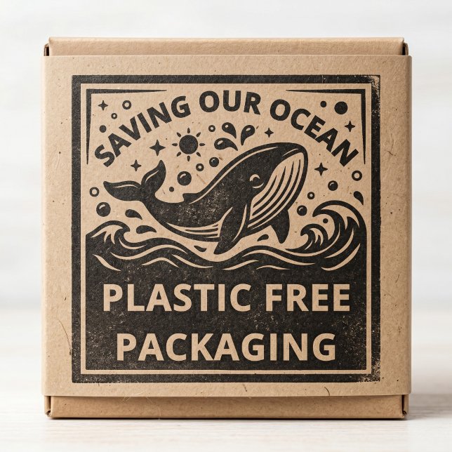 Plastfri förpackningsstämpel för e-handel stämpel (Skapare uppladdad)
