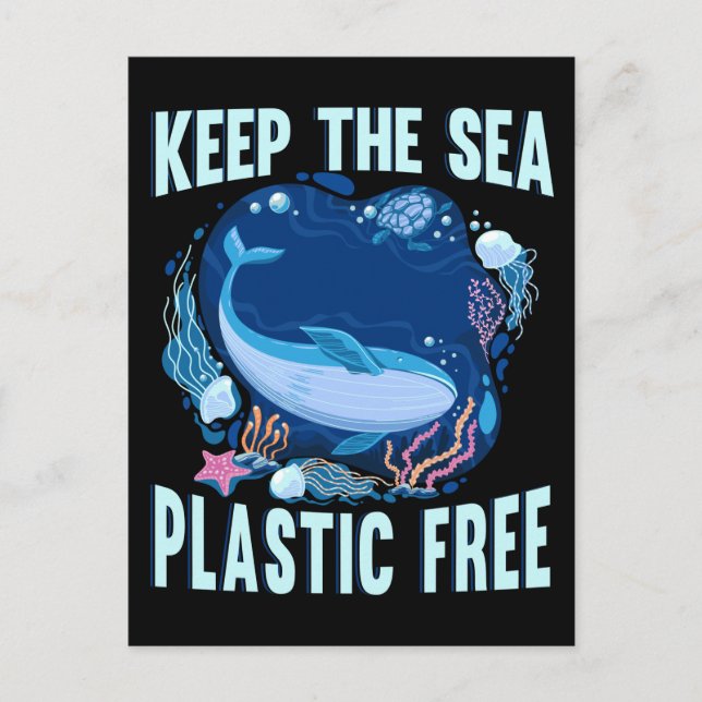 Plastfri Sea Earth Care Rädda djuren Spara Pla Vykort (Framsida)