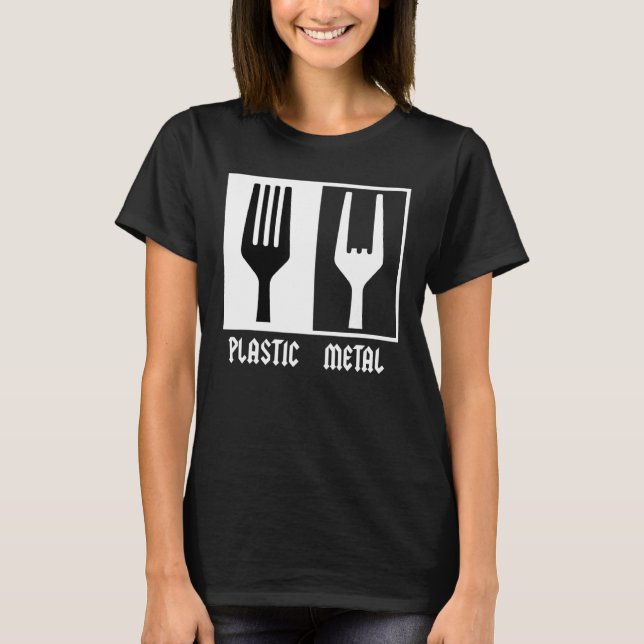 Plastgaffel Sten Metall Rock musik T Shirt (Framsida)