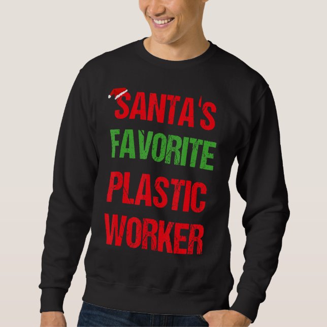 Plastic Worker Funny Pajama jul Lång Ärmad Tröja (Framsida)