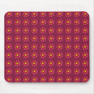 Plasticine Red Flower Mönster på Burgundy Musmatta