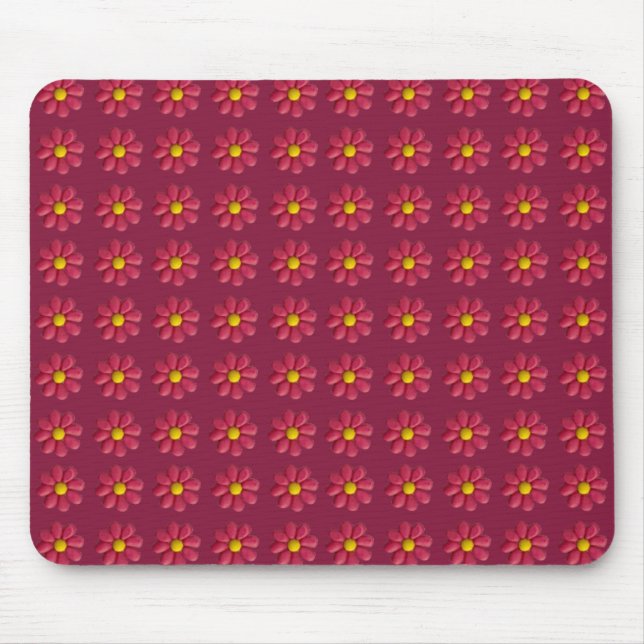 Plasticine Red Flower Mönster på Burgundy Musmatta (Framsidan)