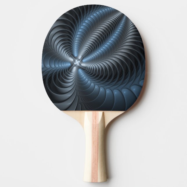 Plastisk Blå Grå 3D Fraktal Konst Modern Abstrakt Pingisracket (Framsidan)