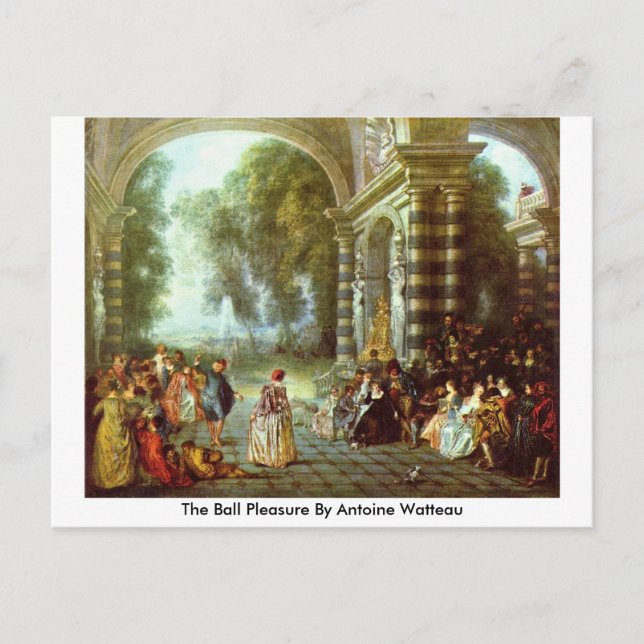 Plåstret Boll från Antoine Watteau Vykort (Framsida)