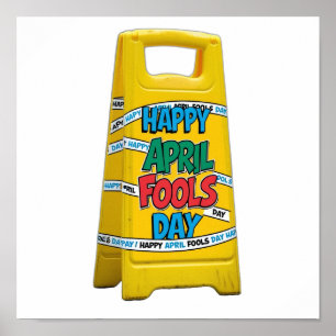 Plastskylt för aprildag gult poster