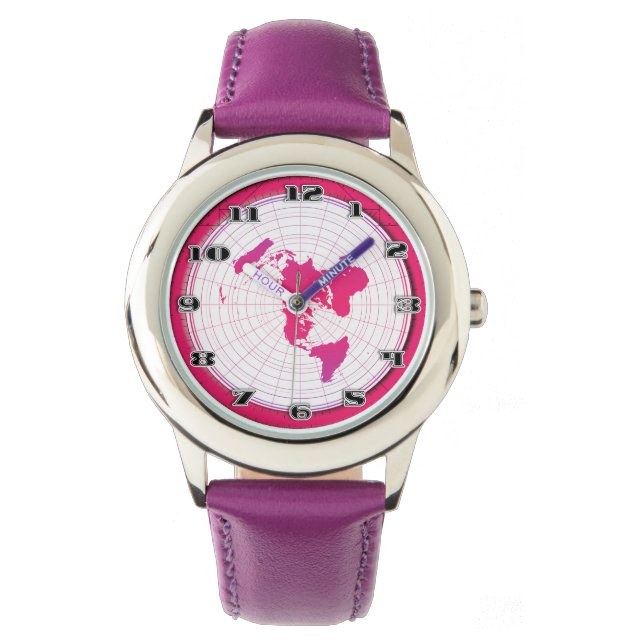 Plat Earth Gleasons Stationary Karta i världen Armbandsur (Framsida)
