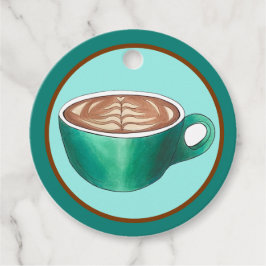 Plat White Latte Cappuccino Coffee Shop House Café Gåvor Etiketter