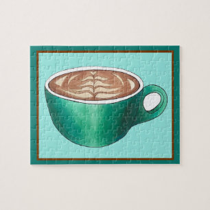Plat White Latte Cappuccino Coffee Shop House Café Pussel