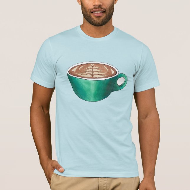 Plat White Latte Cappuccino Coffee Shop House Café T Shirt (Framsida)